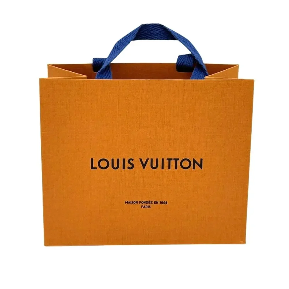 Louis Vuitton Small Paper Shopping Gift Bag Orange Blue Handles 5.5x4.5x3